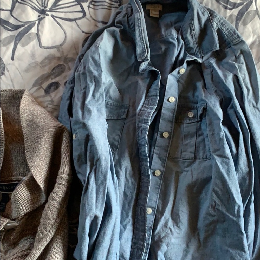 Chambray Denim JCrew Shirt XL and Poncho